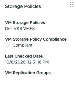 The Dell VMFS storage policy reports compliance.