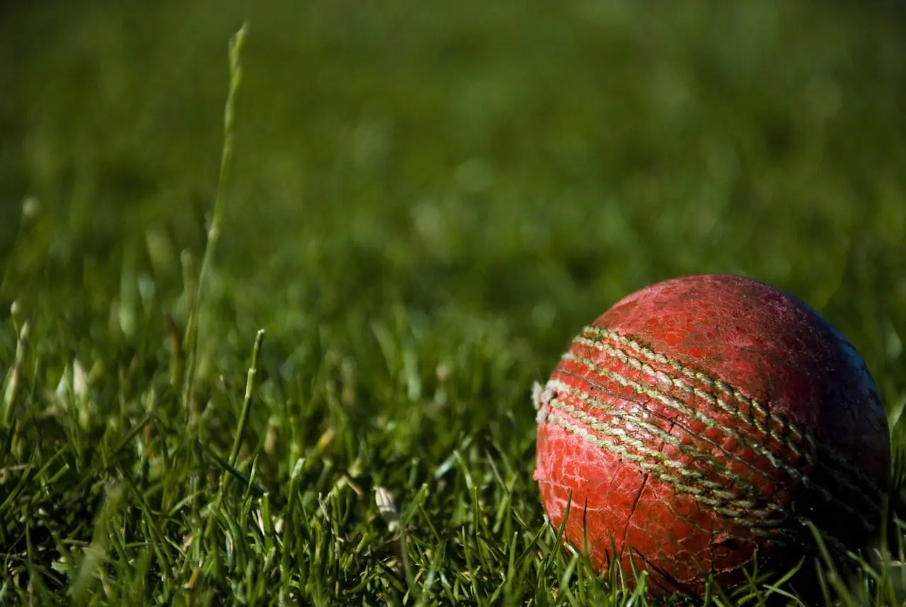 Cricket match with batter and fielders