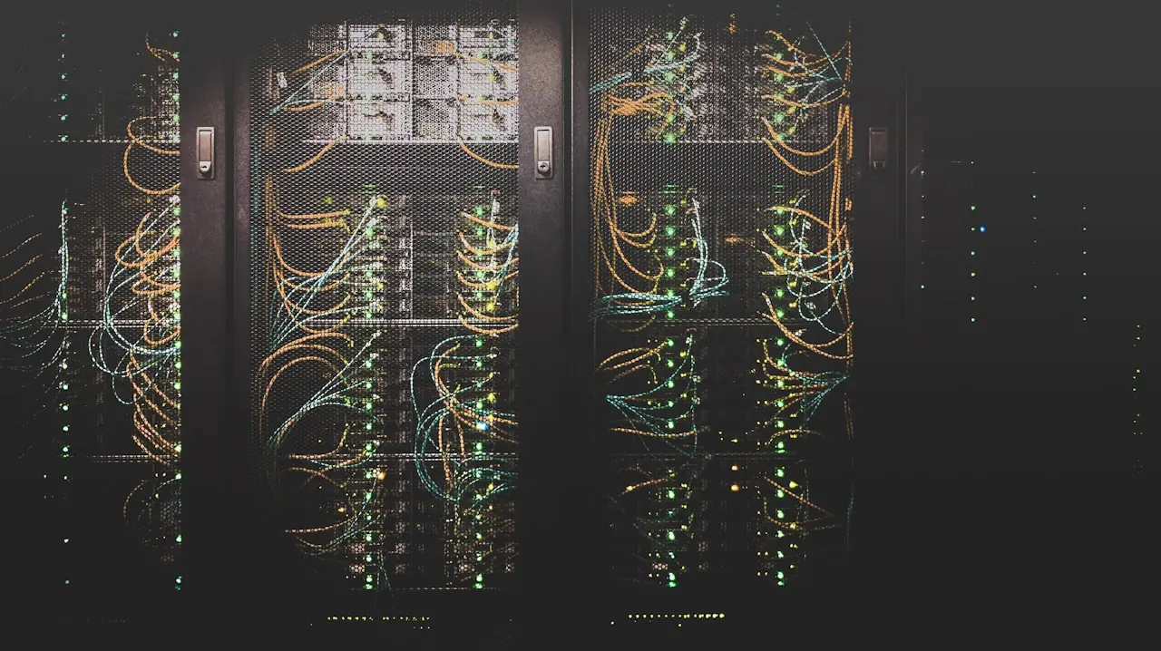 Server racks in a compact data room